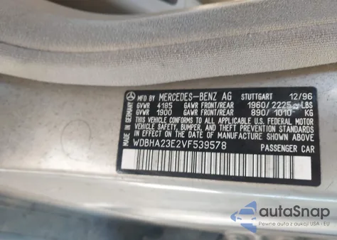 1997 Mercedes-Benz C 230 z USA, uszkodzony, nr VIN WDBHA23E2VF539578